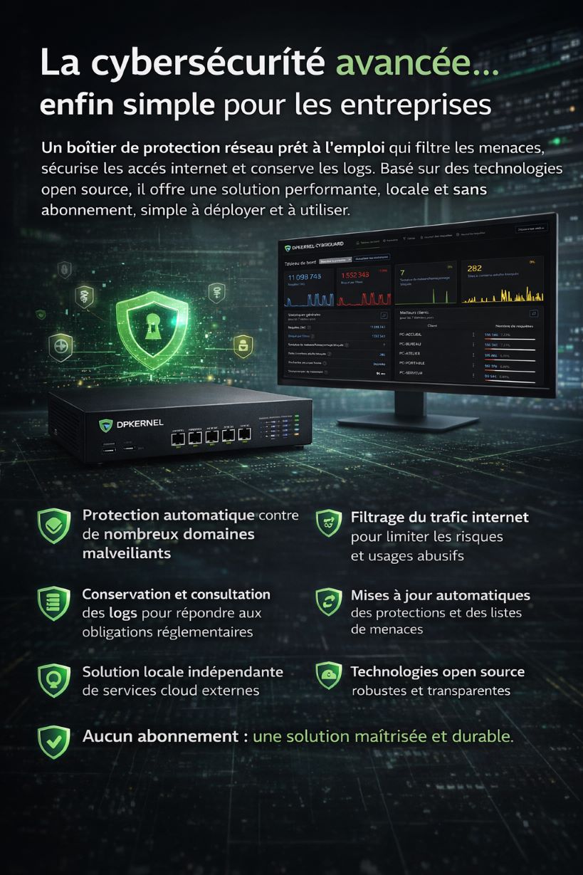 Vue produit DPKERNEL-CYBERGUARD, boîtier de cybersécurité pour entreprise