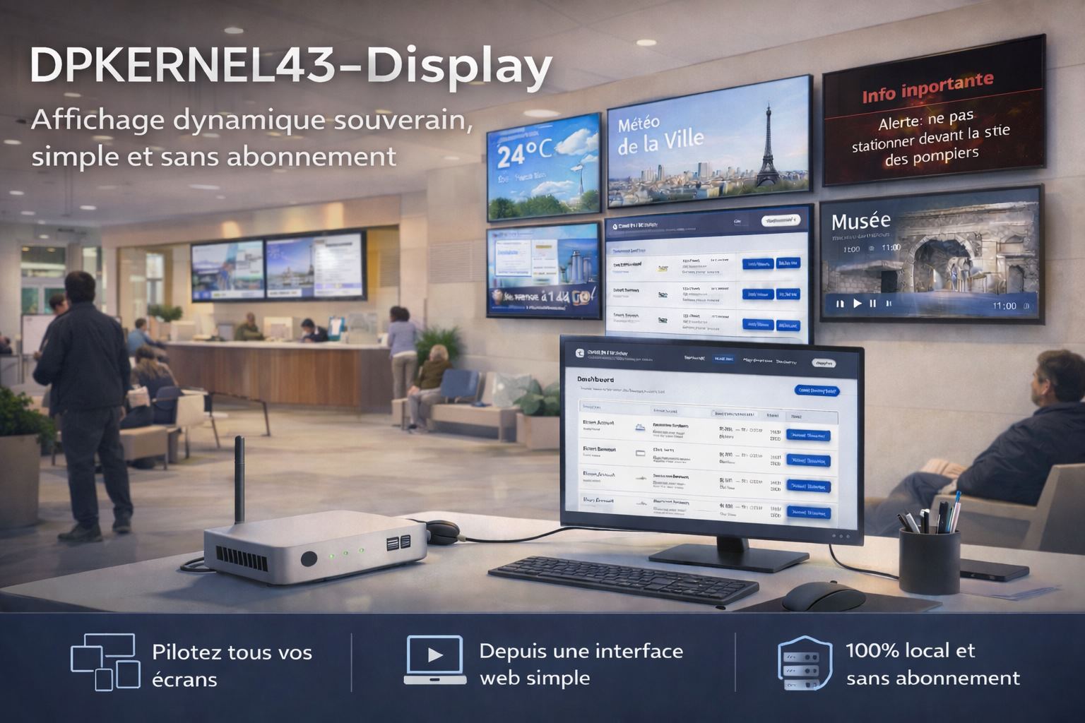Vue principale de DPKERNEL-Display montrant l'interface du produit
